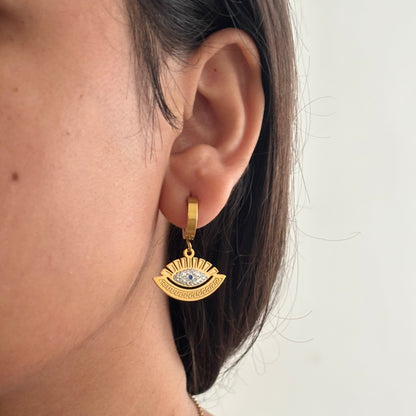 Evil eye drop earrings - 18k gold plated