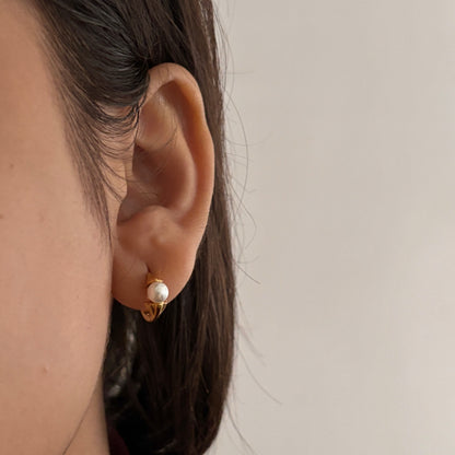 Moira pearl huggie earrings - 18k gold plated