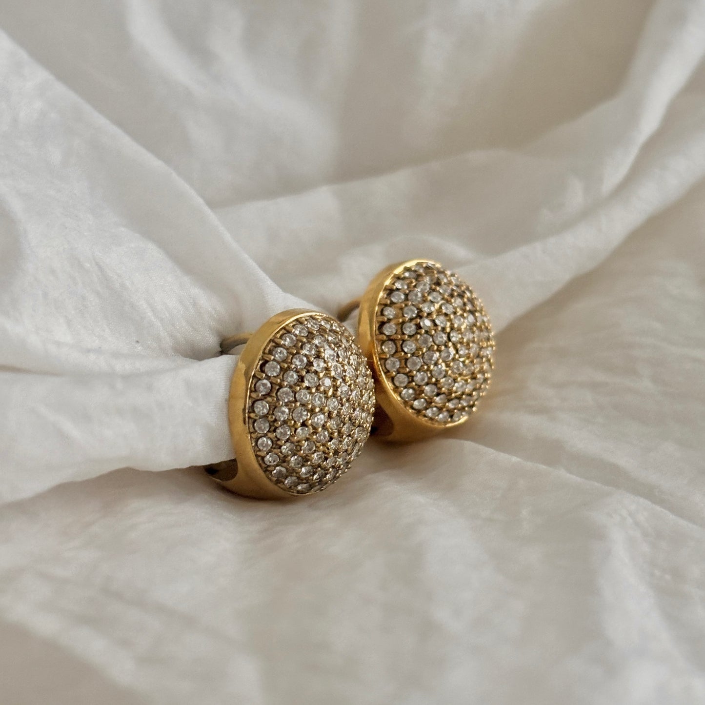 Dubai Pave Dome Click Earrings- 18k Gold Plated