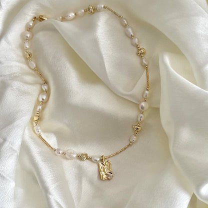 Anastasia necklace- freshwater baroque pearls - 18k gold plated