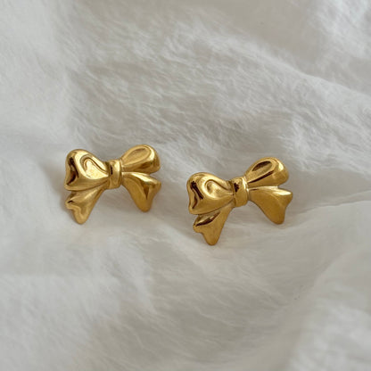 Charlotte bow stud earrings- 18k gold plated