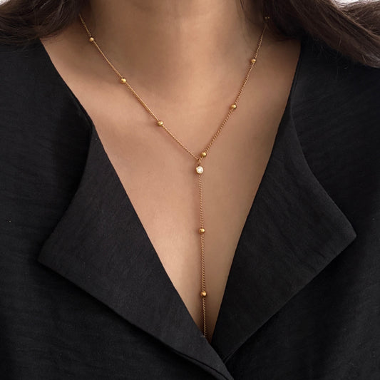 Leena Lariat Necklace - 18k Gold Plated