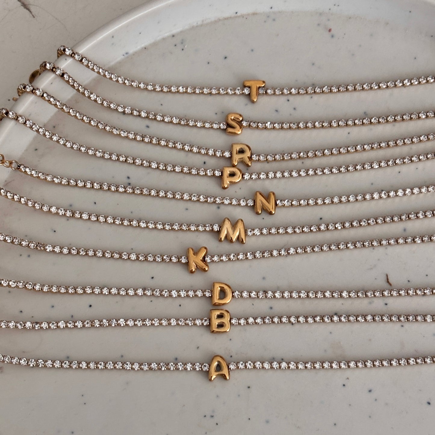 Initial tennis bracelet - 18k gold plated