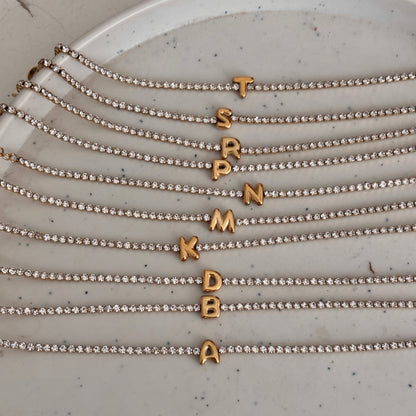 Initial tennis bracelet - 18k gold plated
