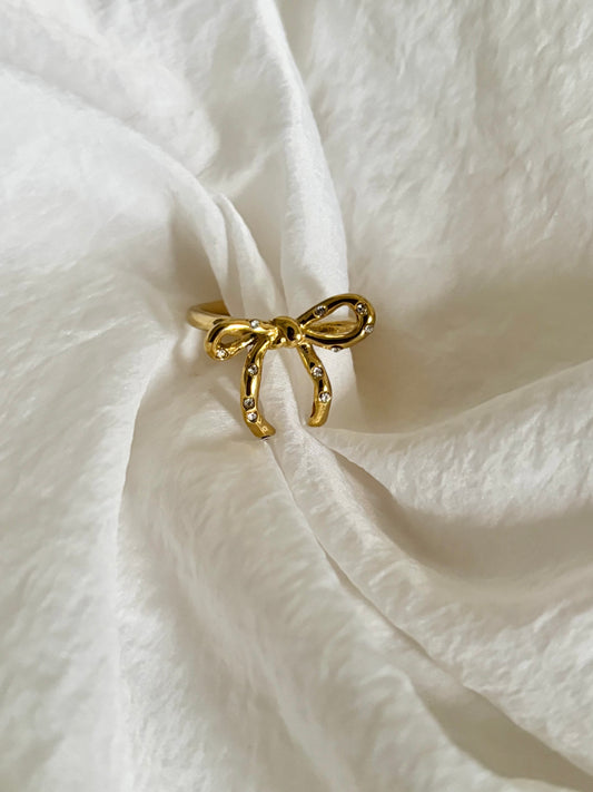 Bow ring - stone studded