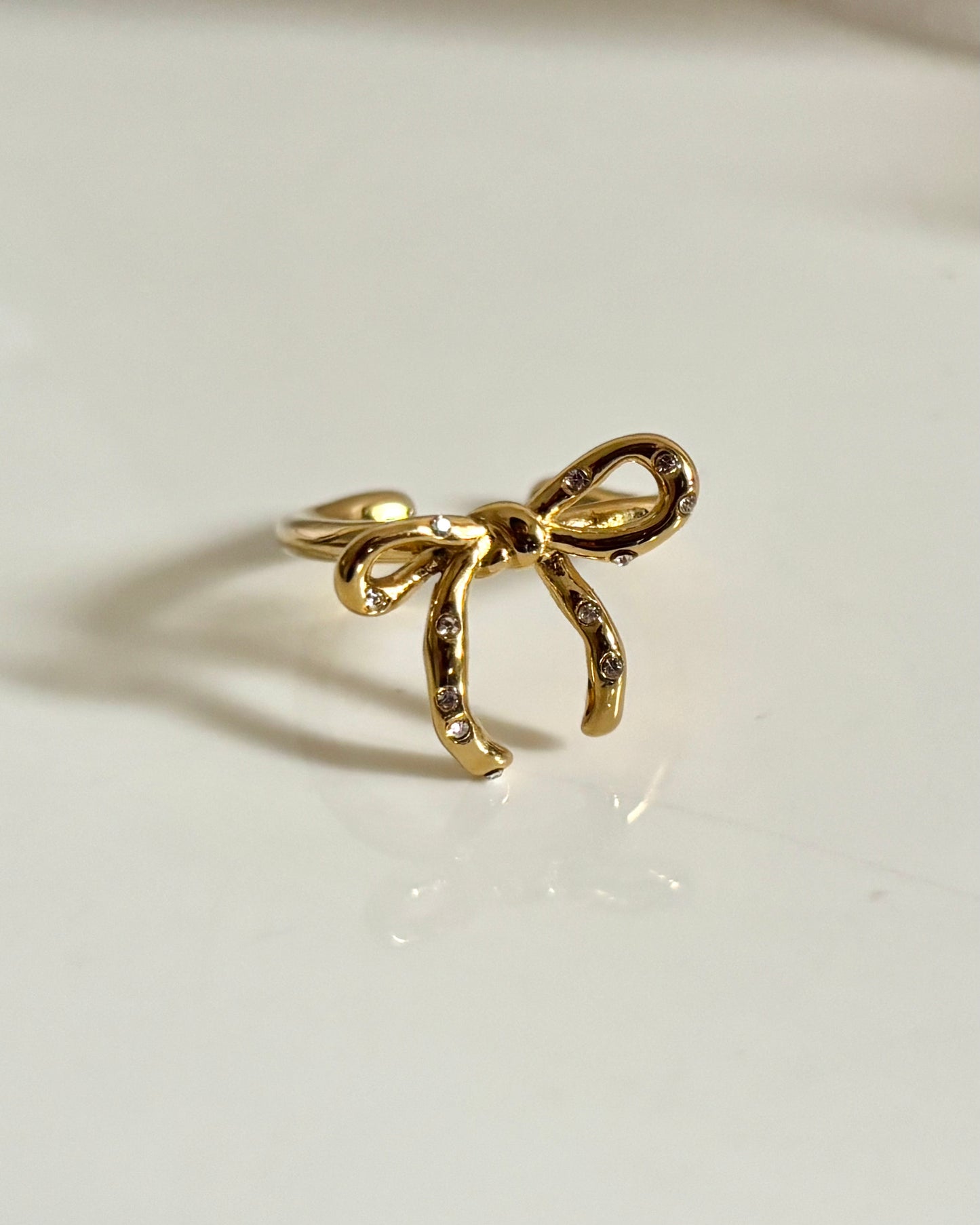 Bow ring - stone studded