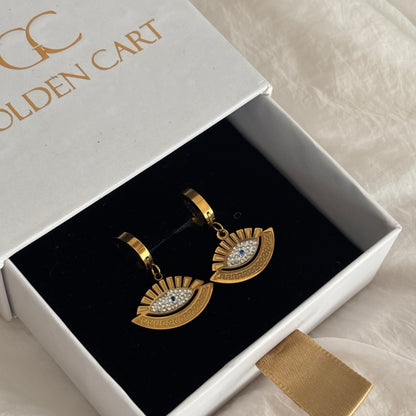 Evil eye drop earrings - 18k gold plated