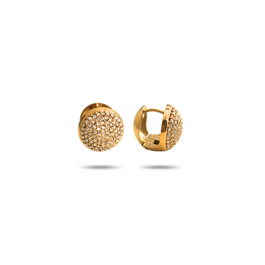 Dubai Pave Dome Click Earrings- 18k Gold Plated