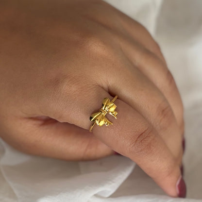 Bow ring - 18k gold plated