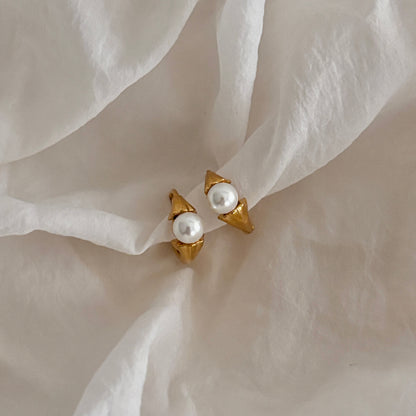 Moira pearl huggie earrings - 18k gold plated