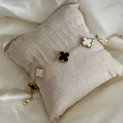 B&W Clover bracelet - 18k gold plated