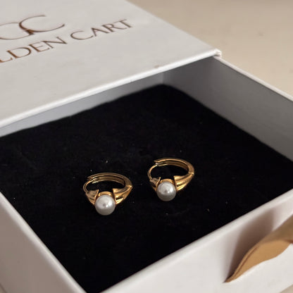 Moira pearl huggie earrings - 18k gold plated