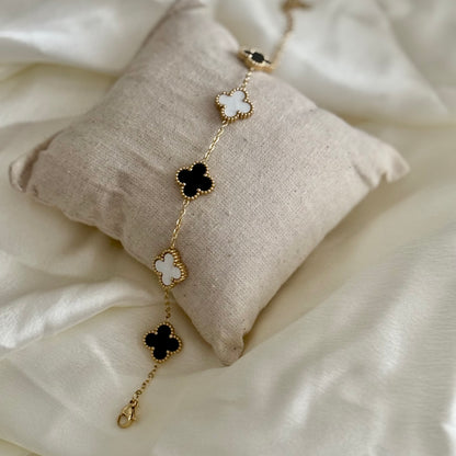 B&W Clover bracelet - 18k gold plated