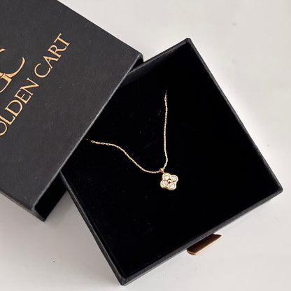 Clover Bling Necklace - 18k Gold Plated