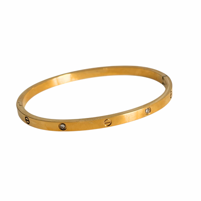 Thin Nora band (stone studded) - 18k gold plated